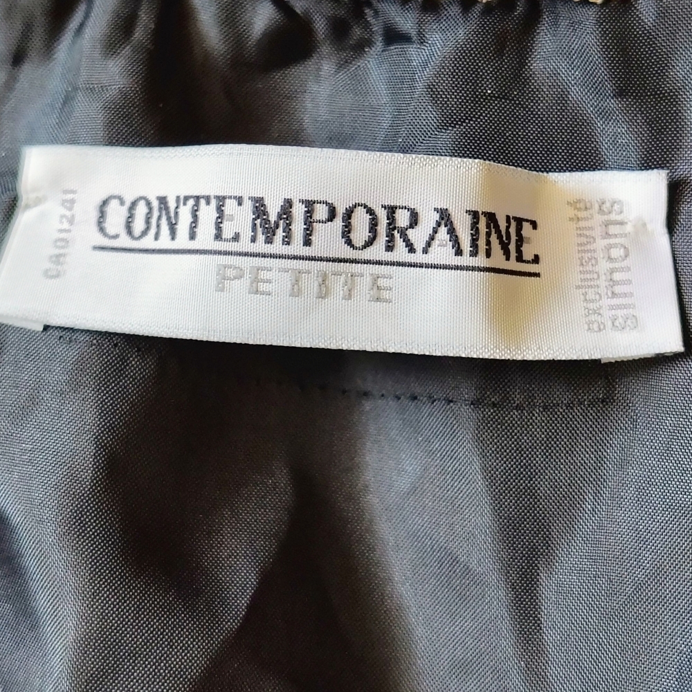 CONTEMPORAINE. Women's Black Trenchcoat With Beige Cuffs On Sleeve Size Large. - Picture 6 of 14